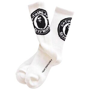 BAPE Busy Works Crew Socks White Black | A Bathing Ape
